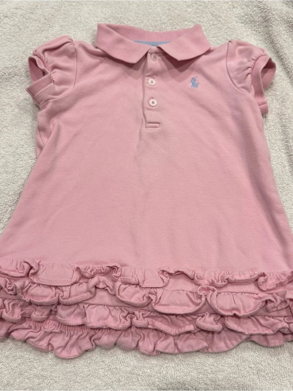 Ralph Lauren Baby Light Pink Polo Ruffle Dress 12 months 100% cotton